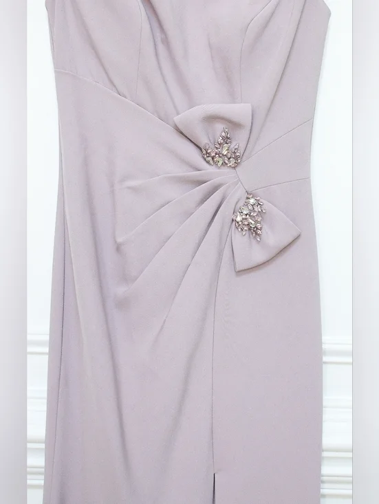 Gia Franco Mauve Purple Embellished Bow Floor Length Trumpet Evening Gown Size 4 - Picture 5 of 13